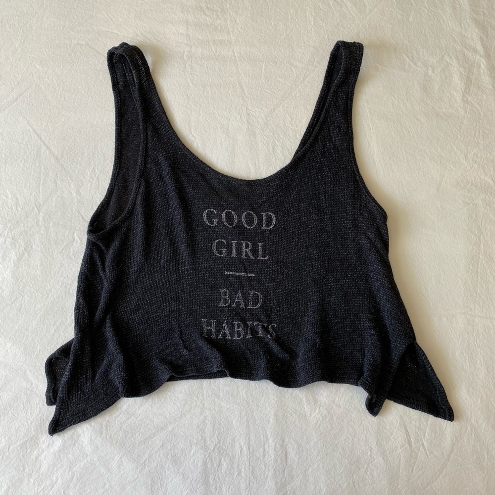 Abercrombie & Fitch Grey Flowy Cropped Tank Top